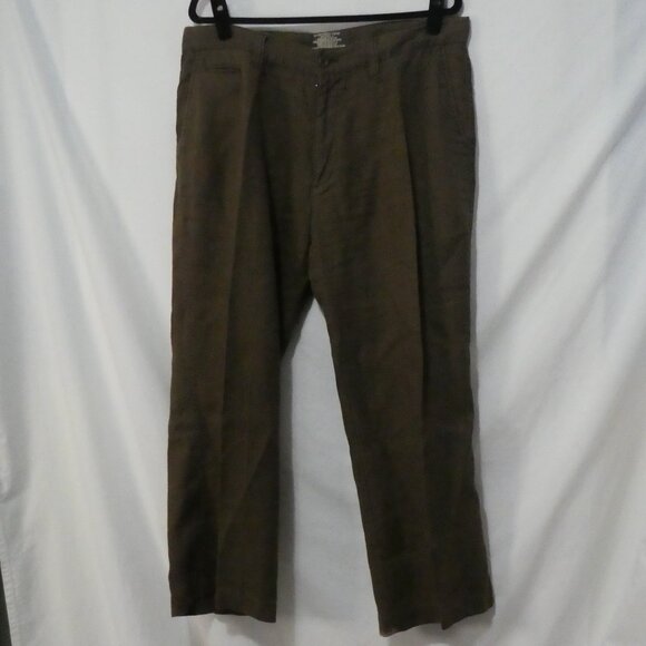 Y2K | OLD NAVY - Surplus Co | 36 X 30 | Classic Brown Linen Straight Leg Pants - Picture 1 of 16
